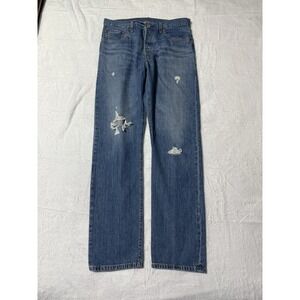 Levis 501 Jeans Womens 33 Blue Straight Button Fly Medium Wash Comfort 33x32